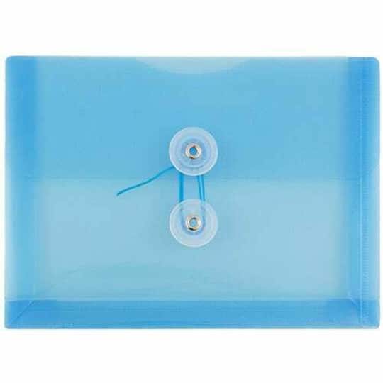 JAM Paper 5.25" x 7.5" Booklet Plastic Envelopes with Button and String Closure